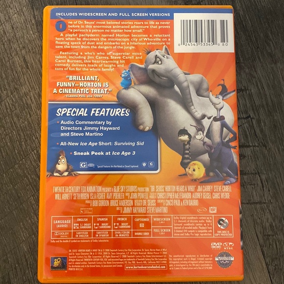 Dr. Seuss’ Horton Hears a Who (Single-Disc Edition)- used - Picture 2 of 3